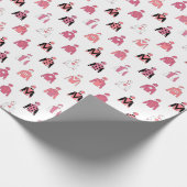 ジョッキーシルクピンク白い競馬パターン ラッピングペーパー (角)