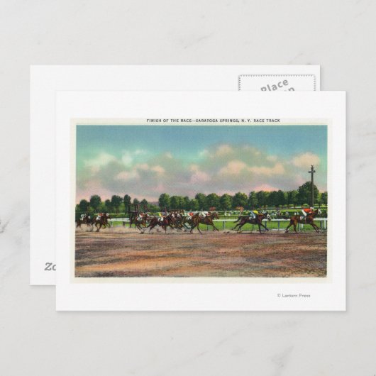 ジョッキー競馬場で競馬レースを終える ポストカード (正面/裏面)