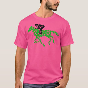 ジョッキーHと4つの葉のクローバーで作られたレース馬 Tシャツ