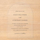 ジョディシンプルエレガントなウェディング日付を保存 アクリル招待状 (正面)