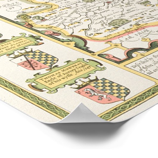 ジョドクス・ホンディウス刻印のサリーの地図 ポスター (角)