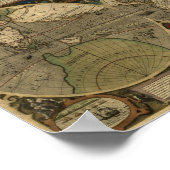 ジョドックス1595年ワールドの地図 ポスター (角)