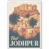 ジョドプールインドイラストレーショントラベルアートヴィンテージ シール (正面)