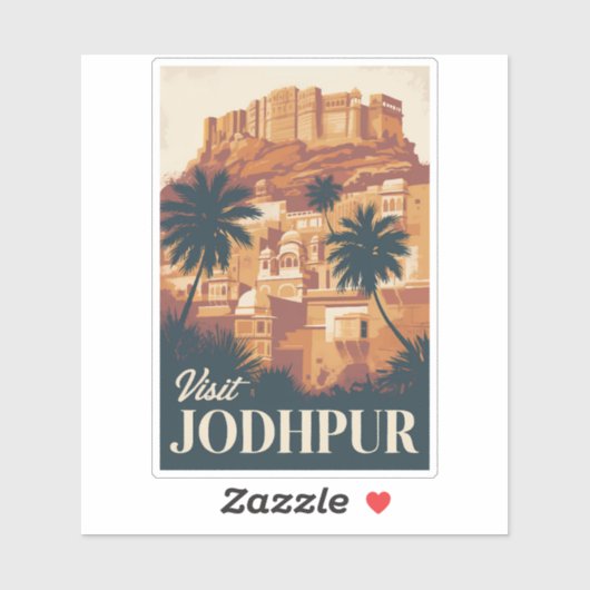 ジョドプールインドイラストレーショントラベルアートヴィンテージ シール (シート)