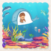 ジョナとホエールキッズスカロップスクエアコースター ペーパーコースター (正面)