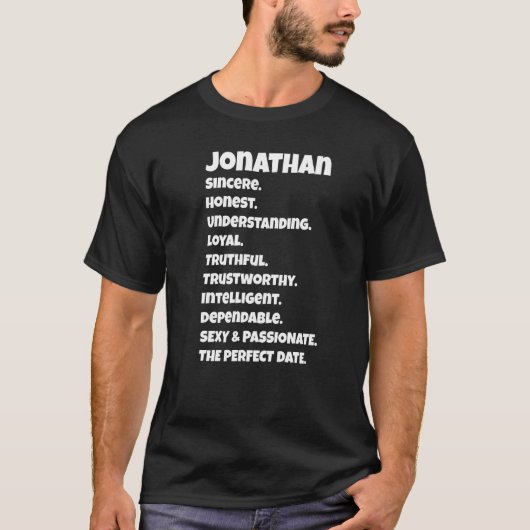 ジョナサン完璧なデートの素質 皮肉なフレーズ F Tシャツ (正面)