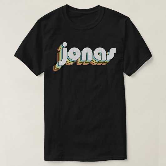 ジョナスレトロレインボータイポグラフィフェードスタイル Tシャツ (デザイン正面)