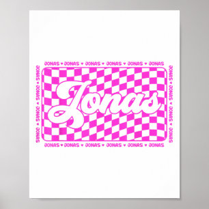 ジョナス市松模様にファーストネームI love Jonasハート80s ポスター