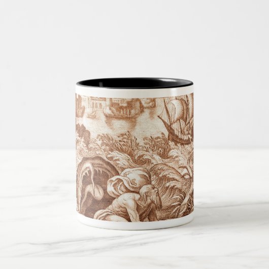 ジョナーおよびクジラの聖書からのイラストレーション、en ツートーンマグカップ (中央)