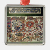 ジョナーおよびクジラを描写する織物の片 メタルオーナメント (正面)