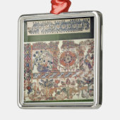 ジョナーおよびクジラを描写する織物の片 メタルオーナメント (左)