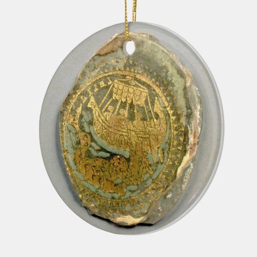 ジョナーおよびローマクジラ4tを描写する円形浮彫り セラミックオーナメント (左)