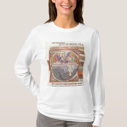 ジョナーを描写しているHistoriatedのイニシャル「E」 Tシャツ (正面)