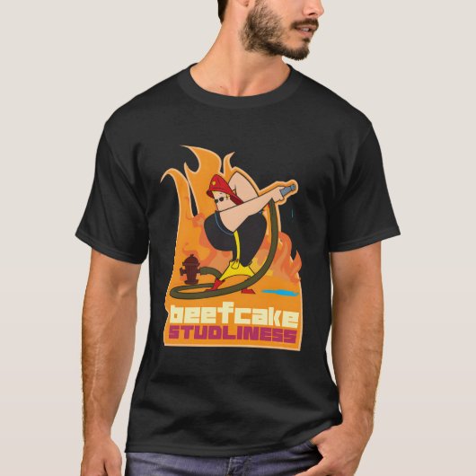 ジョニー・ブラボ・ビーフケーキスタディリィ消防士 Tシャツ (正面)