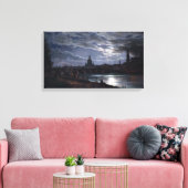 ジョハン・クリスチャン・ダールのドレスデンの眺め月明かり キャンバスプリント (インサイチュ (リビング))