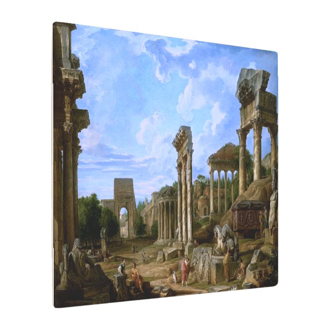 ジョバンニ・パンニニによるローマ・フォーラムのカプリッチョ メタルプリント (アングル)