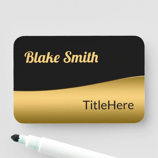 ジョブのタイトル黒と金ゴールドスクリプト 名札 (インサイチュ)