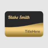 ジョブのタイトル黒と金ゴールドスクリプト 名札 (正面)
