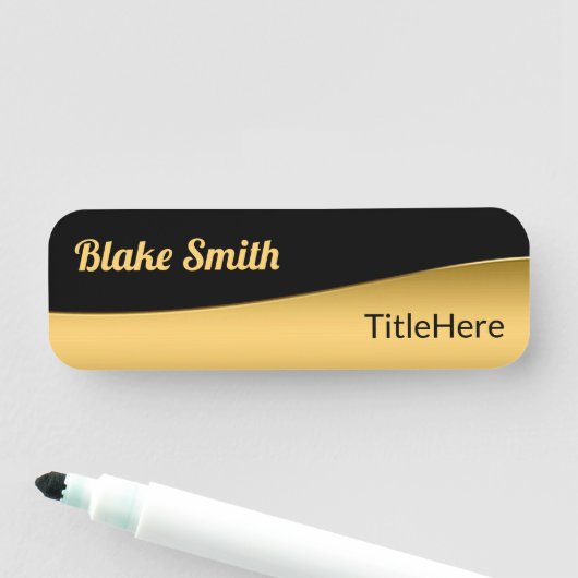 ジョブのタイトル黒と金ゴールドスクリプト 名札 (インサイチュ)