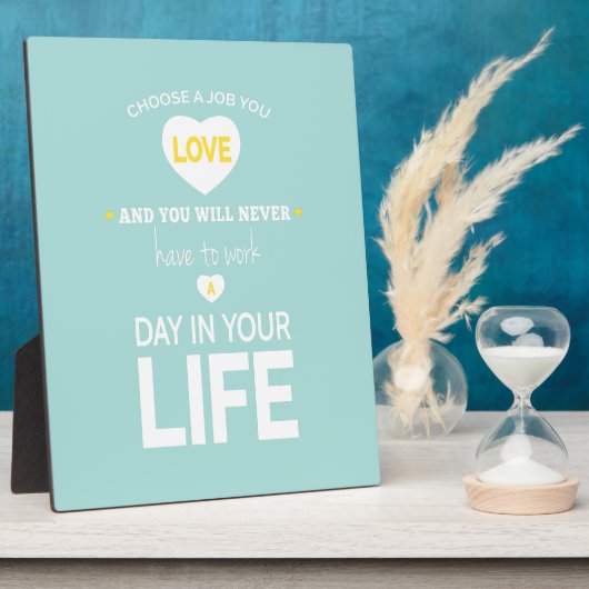 ジョブの選択ティール(緑がかった色)感動的引用文 フォトプラーク (側面)