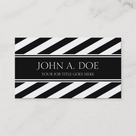 ジョブタイトルB/Wリボン斜めバー 名刺 (正面)