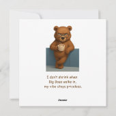ジョブプロモーション – コーヒー、クマ、オフィスのユーモア シーズンカード (裏面)