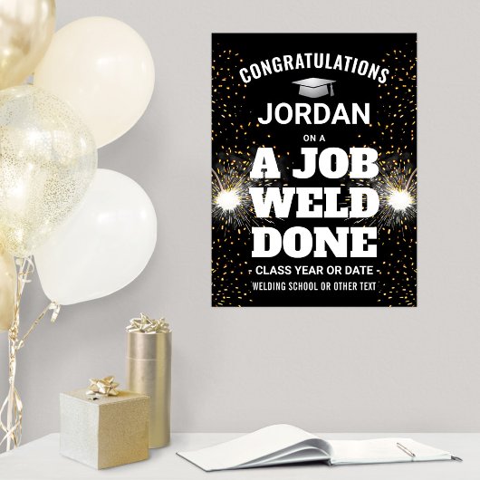 ジョブ溶接を行う卒業式おめでとう溶接トーチ ポスター