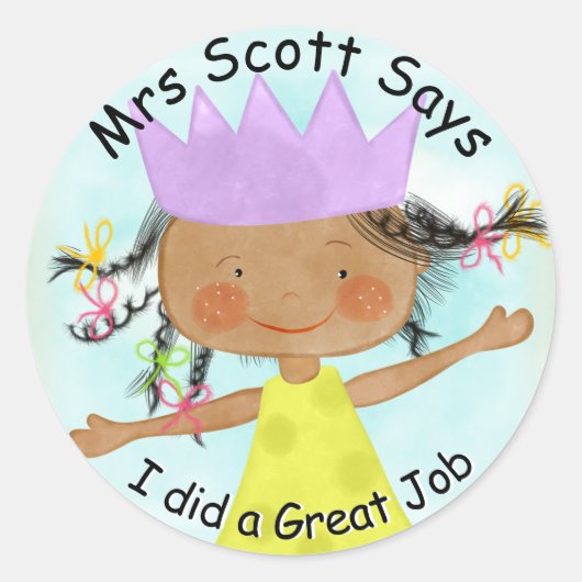 ジョブ素晴らしダークスキンガールのシール ラウンドシール (正面)