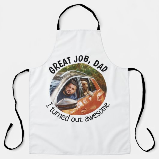 ジョブ素晴らしパパ...ファーザーズカスタムデイ写真白 エプロン (正面)