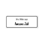 ジョブ素晴らし！と先生の名前文字テンプレート ラバースタンプ (インプリント)