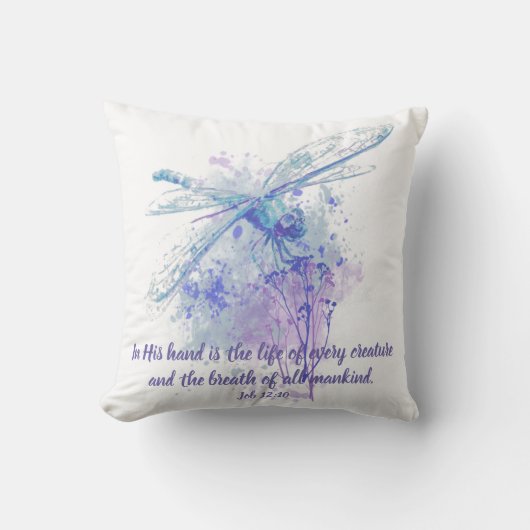 ジョブ12:10すべての生き物の聖なる書物、 経典生活 クッション (正面)