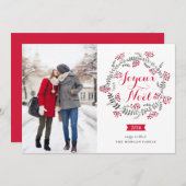 ジョユーヌエルウィンターベリーリースクリスマスフォト シーズンカード (正面/裏面)