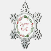 ジョユーノエルフランスのメリークリスマスリース スノーフレークピューターオーナメント (右)