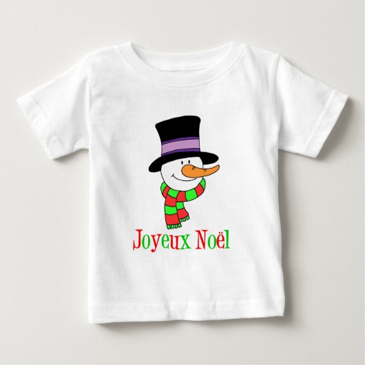 ジョユーノエルフランスの雪だるま ベビーTシャツ (正面)