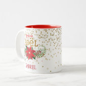 ジョユーノエル金ゴールドグリッターポインセチア ツートーンマグカップ (正面左)