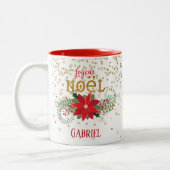 ジョユーノエル金ゴールドグリッターポインセチア ツートーンマグカップ (左)