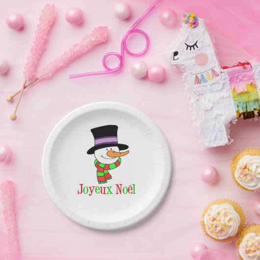 ジョユーノールカフランスのートゥーン雪だるまクリスマス ペーパープレート (パーティー)