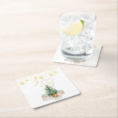 ジョユーノールクリスマスツリー金ゴールド雪片 スクエアペーパーコースター (インサイチュ)