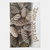 ジョユーノールクリスマスホリデーパインコーン キッチンタオル (縦)