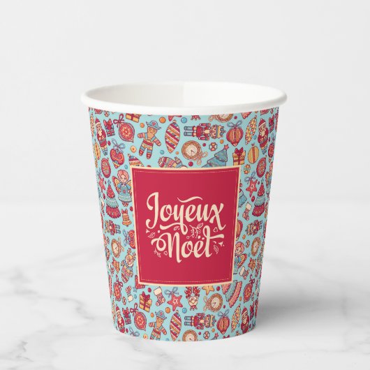 ジョユーノールメリーフランスのクリスマスフォークアートシック 紙コップ (左)