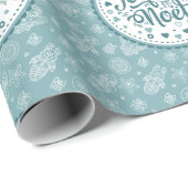 ジョユーノールメリーフランスのクリスマスブルーホワイトシック ラッピングペーパー (ロールコーナー)