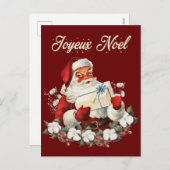 ジョユーノールレッドクリスマスヴィンテージサンタ シーズンポストカード (正面/裏面)