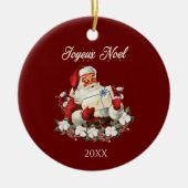 ジョユーノールレッドクリスマスヴィンテージサンタ セラミックオーナメント (正面)