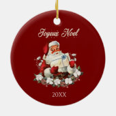 ジョユーノールレッドクリスマスヴィンテージサンタ セラミックオーナメント (裏面)