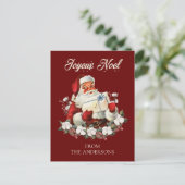 ジョユーノールレッドクリスマスヴィンテージサンタ ポストカード (スタンド正面)
