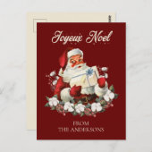 ジョユーノールレッドクリスマスヴィンテージサンタ ポストカード (正面/裏面)