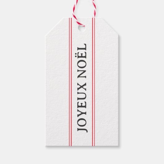 ジョユーフランスのヌエルレッドストライプクリスマス ギフトタグ (正面)
