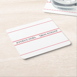 ジョユーフランスのヌエルレッドストライプクリスマス スクエアペーパーコースター