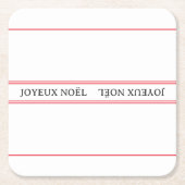 ジョユーフランスのヌエルレッドストライプクリスマス スクエアペーパーコースター (正面)