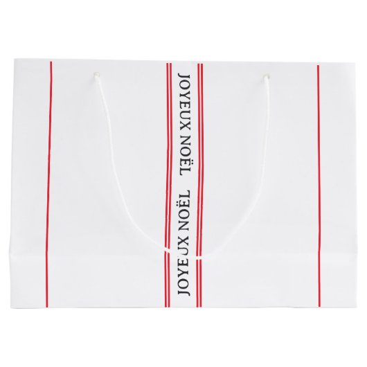 ジョユーフランスのヌエルレッドストライプクリスマス ラージペーパーバッグ (裏面)
